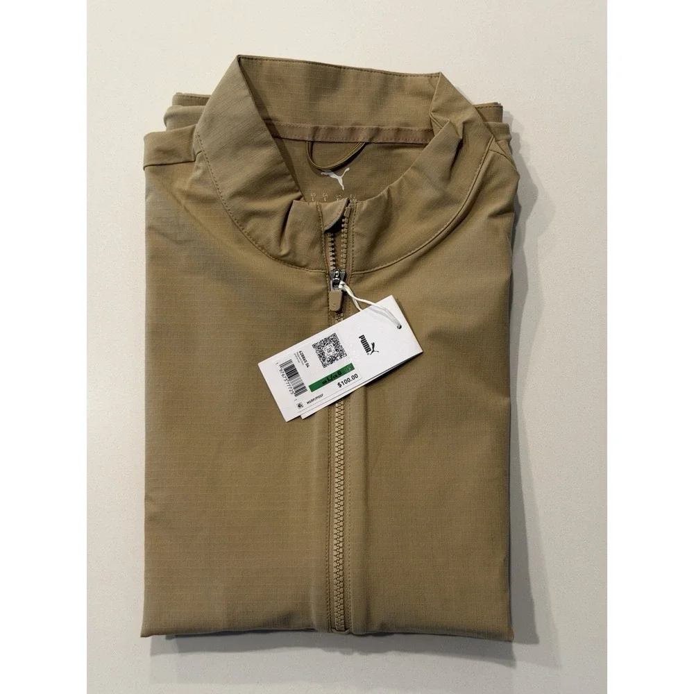 Puma Ripguard Golf Vest Prairie Tan 628865 Mens Large NWT Quarter Zip Gilet